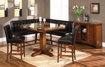 Medium Brown Cherry Dinette w/Square Marble-Like Table Top [HLDS-D360P]