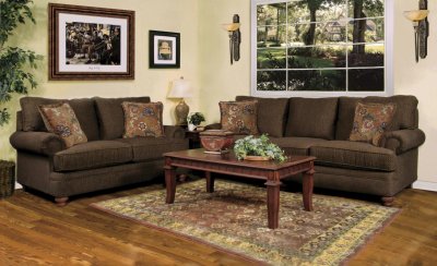 Truffle Fabric Modern Sofa & Loveseat Set w/Options