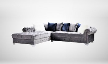 LCL-003 Sectional Sofa in Gray Velvet [BDSS-LCL-003 Gray]