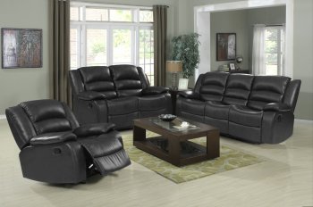 4171 Reclining Sofa in Black Bonded Leather w/Options [EGS-4171]