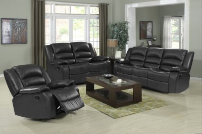 4171 Reclining Sofa in Black Bonded Leather w/Options