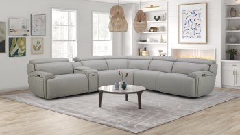 6095B Power Reclining Sectional Sofa in Gray Leather by J&M [JMSS-6095B Gray]