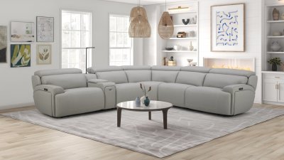 6095B Power Reclining Sectional Sofa in Gray Leather by J&M