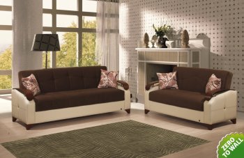 Rosso Sofa Bed in Brown Microfiber by Rain w/Optional Items [RNSB-Rosso Brown]