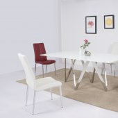 Abigail Dining Table 5Pc Set White Glass Top by Chintaly