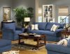 Blue Denim Fabric Modern Sofa & Loveseat Set w/Options