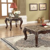 Devayne Coffee Table 81685 in Dark Walnut & Marble by Acme