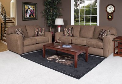 Council Mocha Fabric Modern Sofa & Loveseat Set w/Options