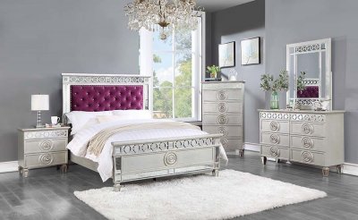 Varian Kids Bedroom BD01279T Burgundy Velvet & Mirrored by Acme