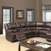 U7303C Motion Sectional Sofa in Walnut Leather Gel by Global