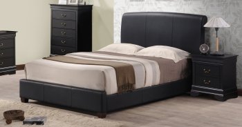 B280 Upholstered Bed in Black Leatherette [EGB-B280]