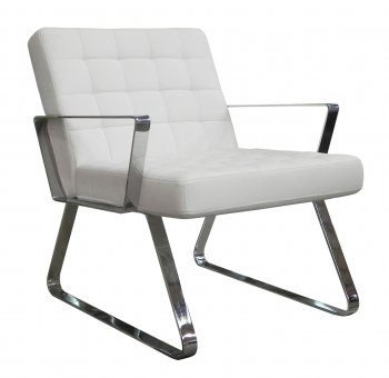 Century Chair in White Leatherette or Leather by Whiteline [WLCC-Century White]