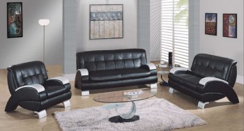 Two-Tone Black & Silver Stylish Contemporary Living Room [GFS-9215 Black]