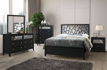 Kerri 5Pc Bedroom Set CM7990 in Black & Mirror w/Options [FABS-CM7990-Kerri]