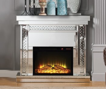 Nysa Fireplace 90272 in Mirror by Acme w/Adjustable Temperature [AMFP-90272-Nysa]