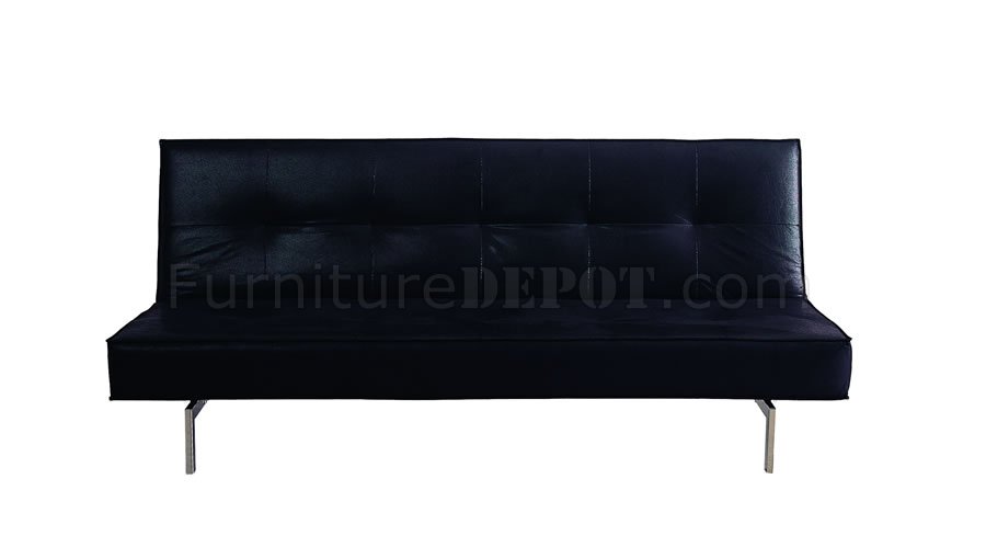 Stylish Armless Sleeper Sofa in Black, White or Red Leatherette - Click Image to Close