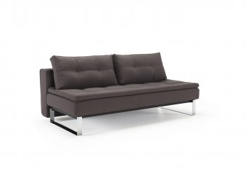 Dual Sofa Bed in Brown Fabric w/Chrome Legs [INSB-Dual-Chrome-555T]