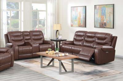 Hubble Power Motion Sofa in Brown PU by Klaussner w/Options