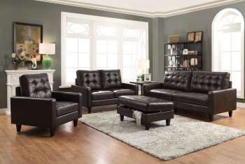 Nate 2Pc Sofa & Loveseat Set 50260 in Espresso Leather-Gel [AMS-50260-Nate]