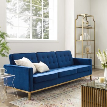 Loft Sofa in Navy Velvet Fabric by Modway w/Options [MWS-3387 Loft Navy]