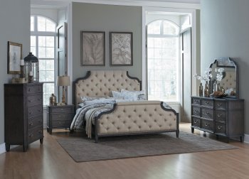 Lindley Bedroom Set 1947 in Gray & Beige Fabric by Homelegance [HEBS-1947-Lindley Set]