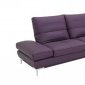 Purple Leather Modern Sectional Sofa w/Adjustable Back Rests