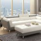 F6979 Sectional Sofa White & Light Grey Bonded Leather by Boss