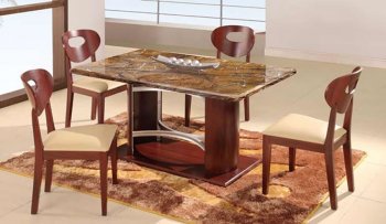 Dark Teak Faux Marble Top Modern Dinette Table W/Mahogany Base [GFDS-6010DT Dark Teak]