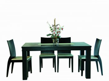 Wenge Finish Modern Rectangular Dining Table w/Glass Center [GRDS-A-5-Rect-GL]