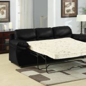 Black Bonded Leather Match Modern Sofa w/Queen Size Sleeper