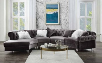 Ninagold Sectional Sofa 57355 in Gray Velvet by Acme [AMSS-57355 Ninagold]