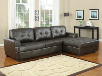 Espresso Vinyl Elegant Modern Sectional Sofa [AMSS-15918]