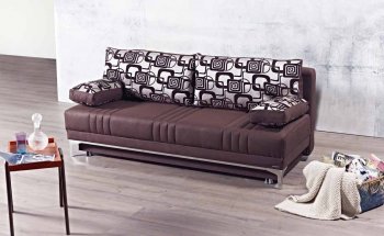 Europa Sofa Bed Convertible in Chocolate Fabric by Mobista [MTSB-Europa Chocolate]