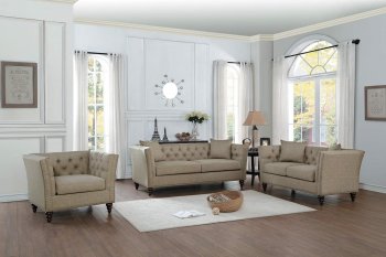 Marceau Sofa & Loveseat Set 8224TN in Tan Fabric by Homelegance [HES-8224TN Marceau]