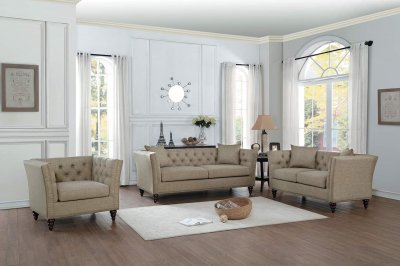 Marceau Sofa & Loveseat Set 8224TN in Tan Fabric by Homelegance