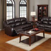 7262 Reclining Sofa Dark Brown Bonded Leather w/Optional Item