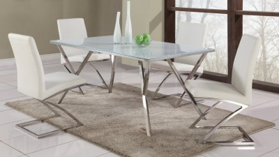 Jade 5Pc Modern Dining Set w/Starphire Glass Top