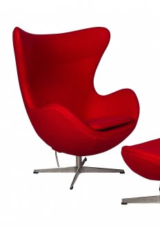 Egg Lounge Chair EG35RW in Red Wool by LeisureMod w/Options