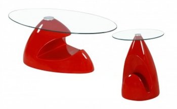 35C Coffee Table in Red w/Clear Glass Top by American Eagle [AECT-35C Red]