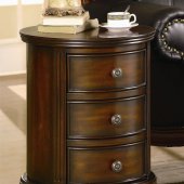 Antique Walnut Finish Small Round 3 Drawer Cabinet