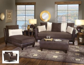 Espresso Fabric and Bicast Mocha Modern Sofa & Loveseat Set [CHFS-HS-6760-MEP]