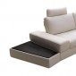 White Full Italian Leather Modern Sectional Sofa w/Side Tables