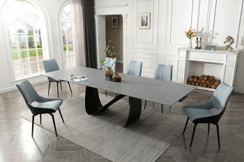 9087 Dining Table Dark Gray by ESF w/Optional 1239 Chairs [EFDS-9087-Dark Gray 1239-Blue]