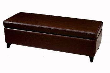 Brown Color Leather Ottoman With Storage [WIO-125]