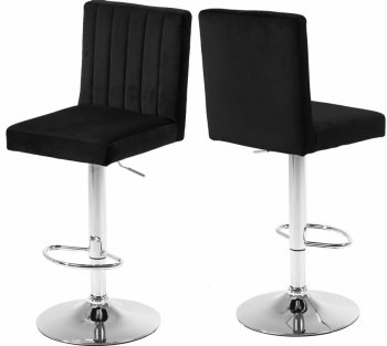 Joel Bar Stool 710 Set of 4 Black Velvet Fabric by Meridian [MRBA-710 Joel Black]