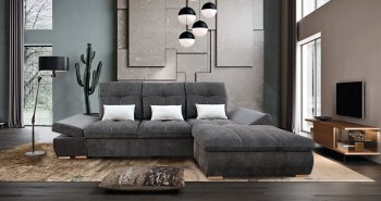 Estero Sectional Sofa in Gray Fabric by ESF w/Bed & Storage [EFSS-Estero Gray]