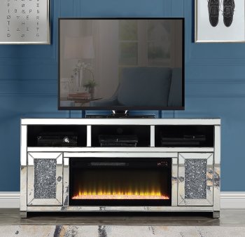 Noralie TV Stand w/Fireplace LV00519 in Mirrored by Acme [AMTV-LV00519 Noralie]