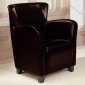 Dark Brown Bycast Leather Stylish Set of 2 Club Chairs