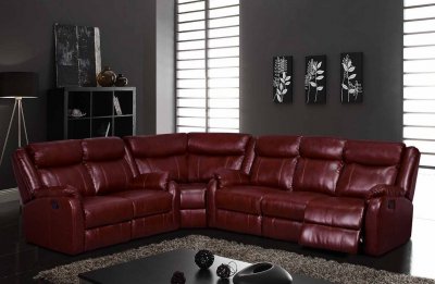 U9303 Motion Sectional Sofa in Burgundy by Global