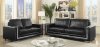 Perla Sofa CM6424BK in Black Breathable Leatherette w/Options